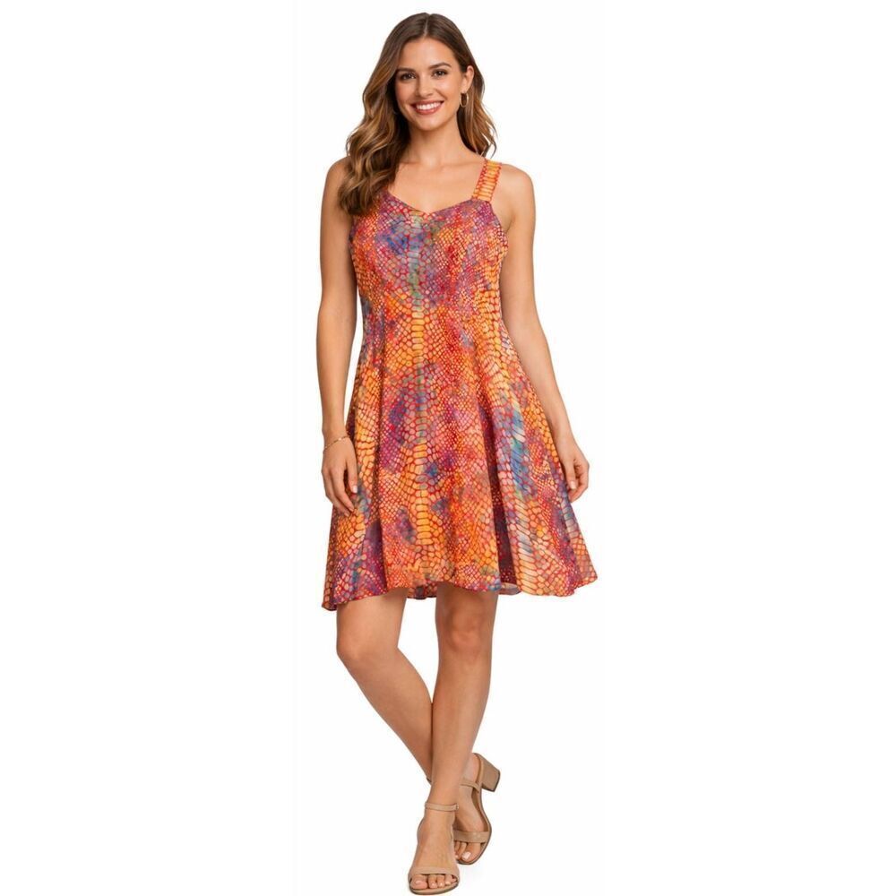Bali batiks womens small hand painted batik shift dress boho resort yellow multi
